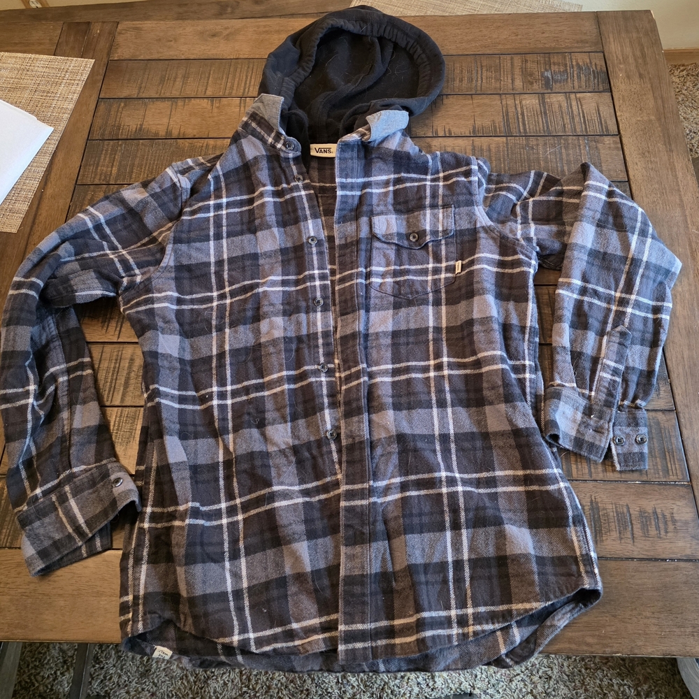 Vans Blue and Gray Plaid Hoodie